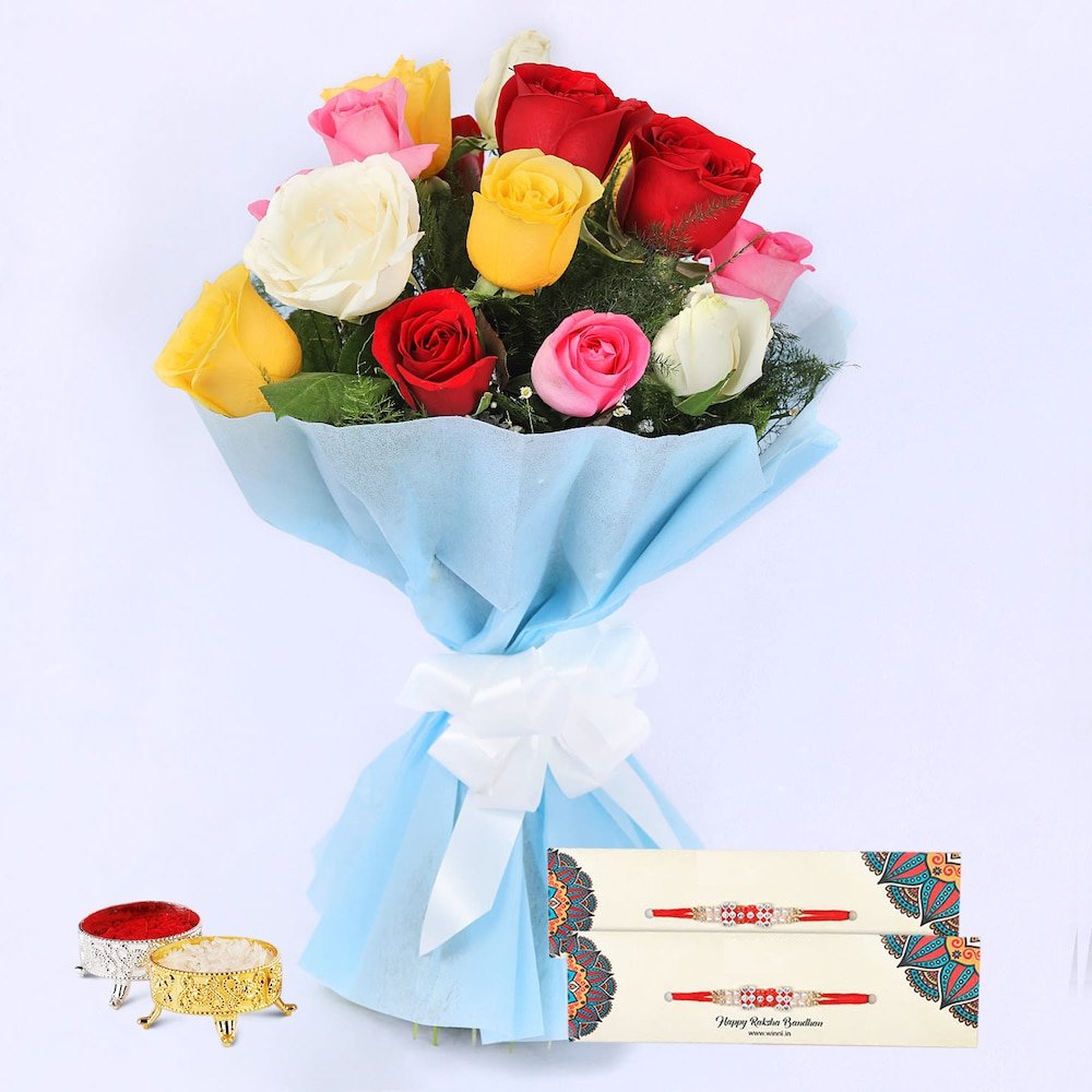  Mixed Roses With Rakhi